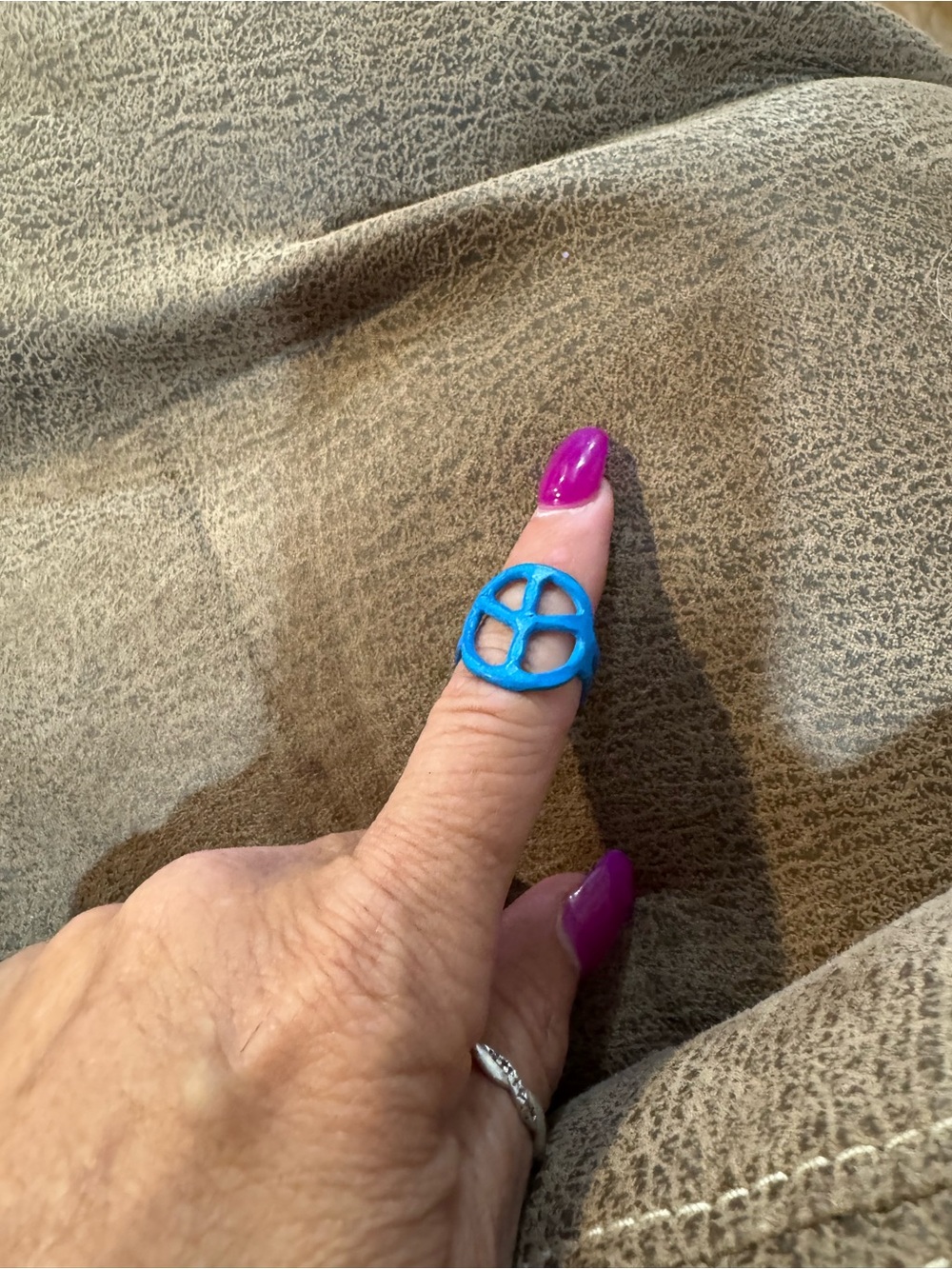 Bold Blue Women's Fashion Ring with Open Circle Design